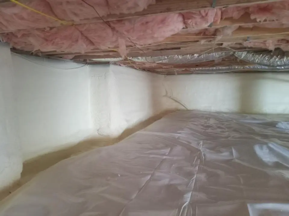 Crawl space encapsulation with closed-cell spray foam for Attic Insulation in Brooklyn Park